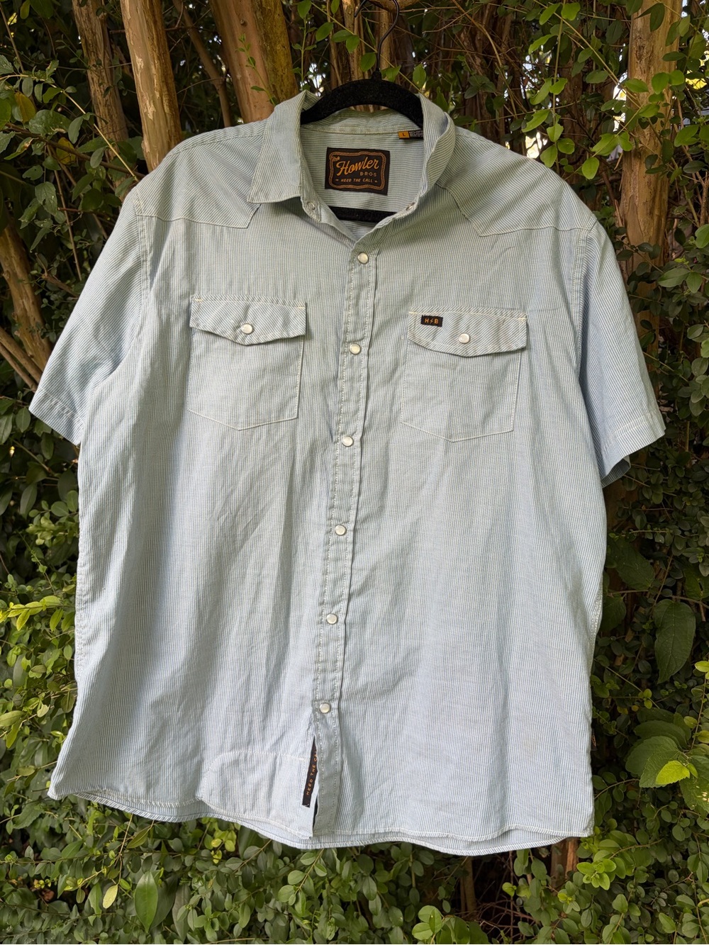Howler brothers Light Blue Short Sleeve Button-Up Shirt
